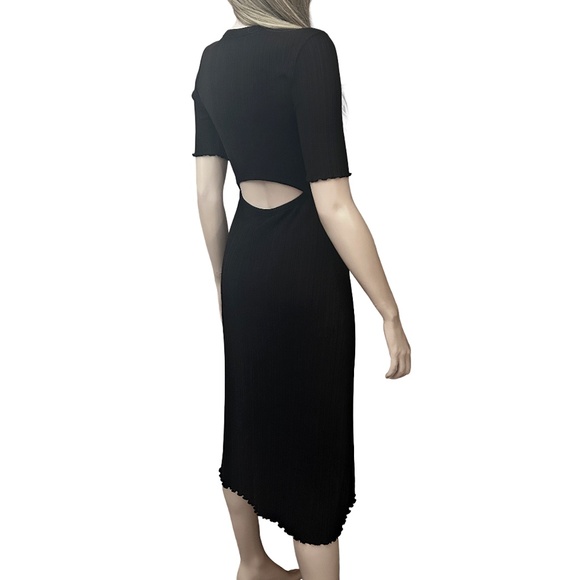 Everlane Rib Knit Short sleeve Midi Dress Keyhole Open Back Stretchy Versatile - Picture 8 of 16